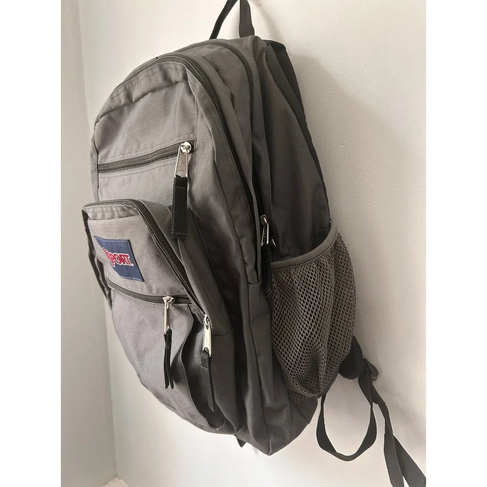 JanSport Big Student Backpack Charcoal Gray Multi Pocket School Bag